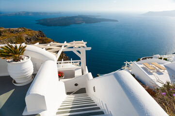 White architecture of Santorini island, Greece.