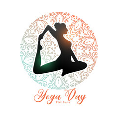beautiful world yoga day background with women silhouette