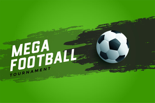 realistic football mega tournament league green background in grungy style