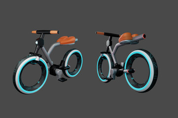 3D rendering of the future bike from front and back angles