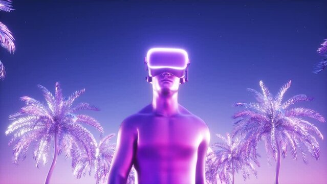 Walking Man with VR glasses Background