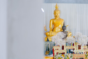 Buddha statue in Thai temple, close up of photo Vesak day,Makabuja day,Asalha puja day