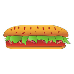 Big hotdog isolated cartoon design on transparent background, junk food clipping path element