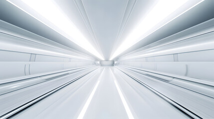 Obraz premium Clean and minimalist white tunnel huge room - Generative AI