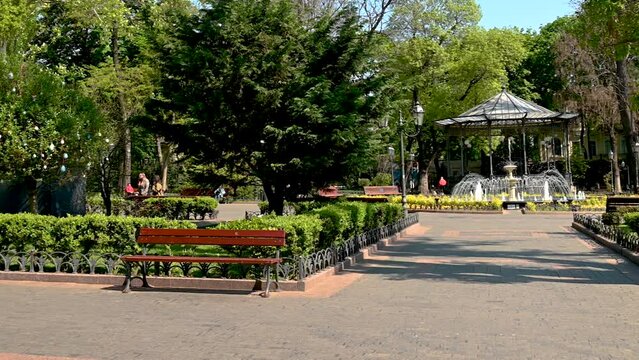 City Garden in the historical center of Odessa, Ukraine