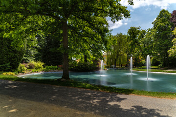 Fountain in the spa park of Frantiskovy Lazne (Franzensbad) - Czech Republic