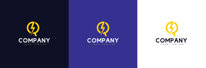 The Letter R Logo with Lightning in the Middle, The Flash Yellow Color Depicts Fast and Flexible and can be seen also Shaped like a Magnifying Glass.