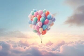 Fototapeta premium 風船とトワイライトの空,Generative AI AI画像