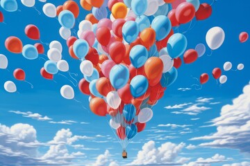 Naklejka premium 青空と風船,Generative AI AI画像