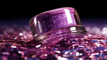 closeup photo of beautiful purple eyeshadow . generative ai