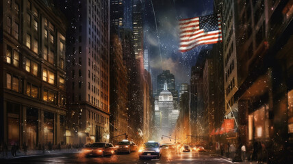 Fototapeta na wymiar flag over new york. Generative AI