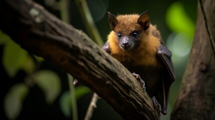 Bat on the tree. Generative AI