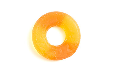 Sugar Free Peach Ring Candies Isolated on a White Background
