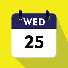 new calendar, calendar with a date, 25 wednesday icon, calender icon