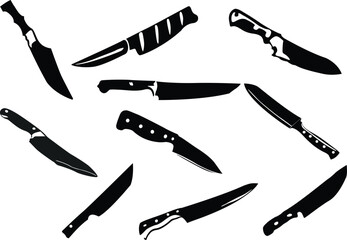 Set of knives. Knife silhouettes. Vector illustration