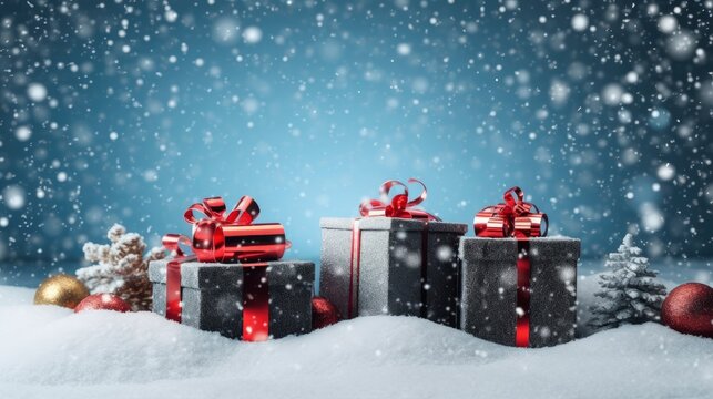 Christmas Snow Box of Gift Generative AI