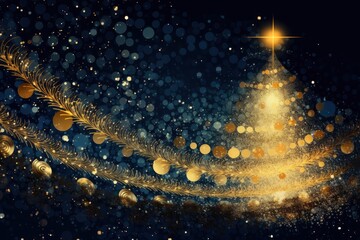 Christmas Gold Decoration Background Generative AI