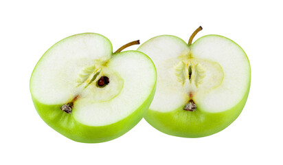 half green apple isolated on transparent png