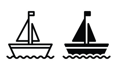 Boat icon with outline and glyph style.