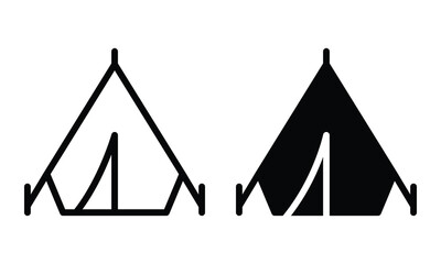 Tent icon with outline and glyph style.