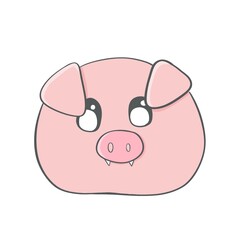 Drawing pink pig big head.