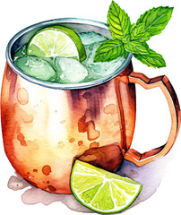 Watercolor Clipart of Moscow Mule