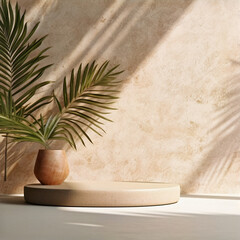 Modern empty pastel brown concrete counter table top in 