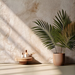 Modern empty pastel brown concrete counter table top in 