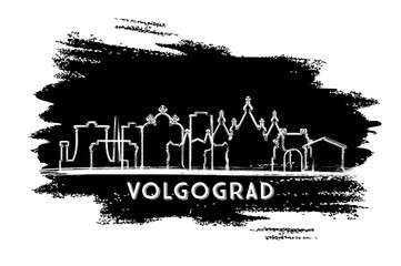 Volgograd Russia City Skyline Silhouette. Hand Drawn Sketch.