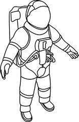 Astronomy Astronaut Outline Illustration Vector