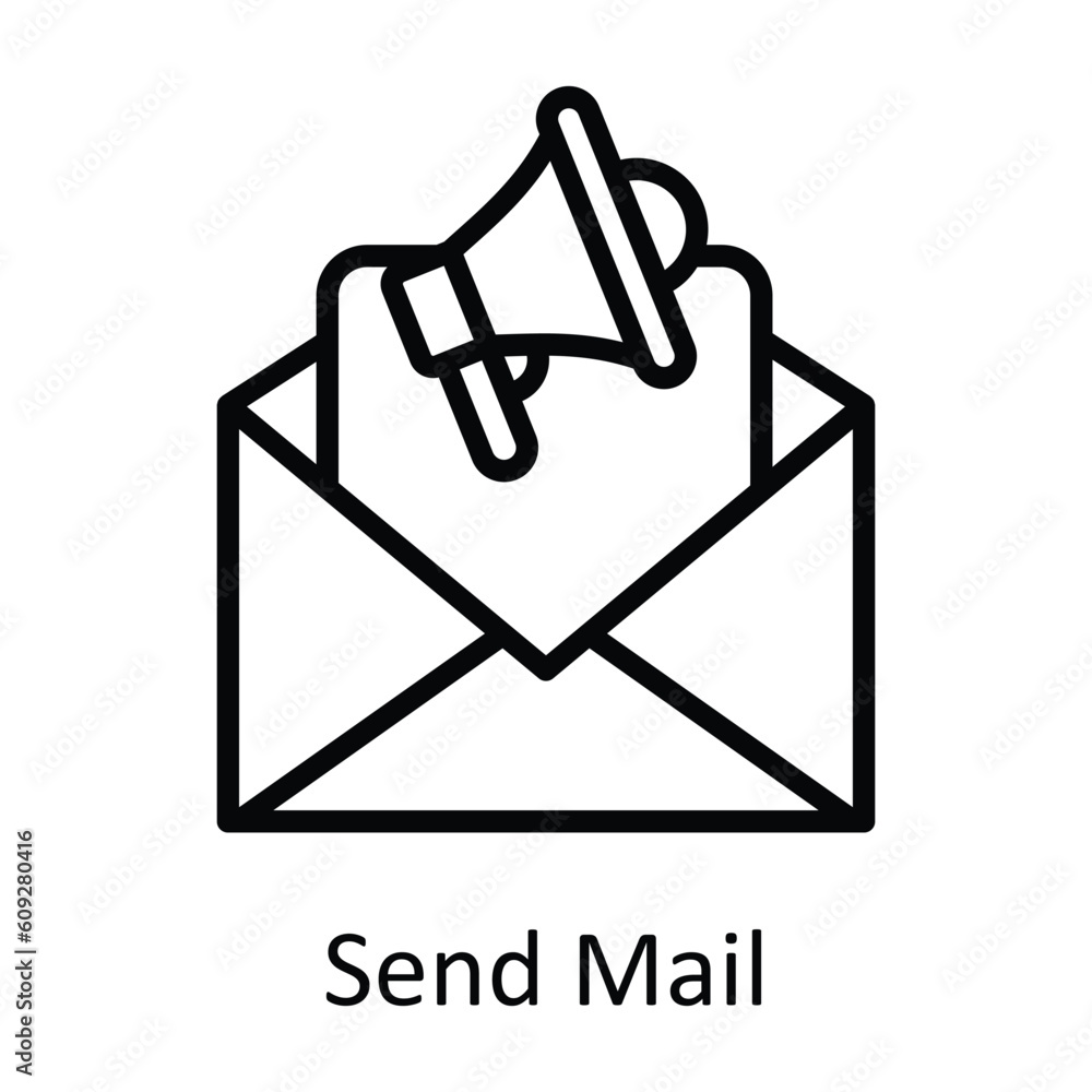 Poster send mail vector outline icon design illustration. digital marketing symbol on white background eps 