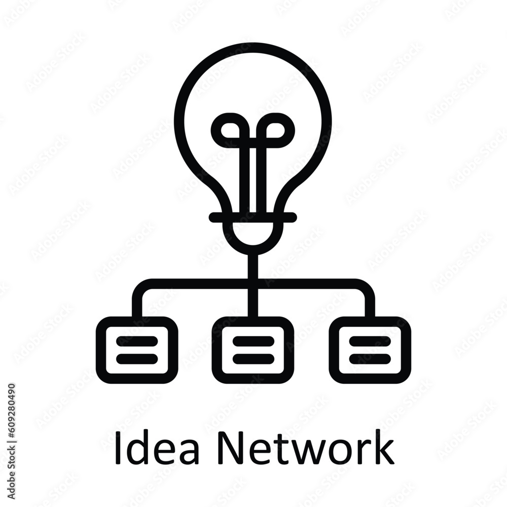 Poster idea network vector outline icon design illustration. digital marketing symbol on white background e