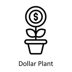 Dollar Plant Vector   outline Icon Design illustration. Digital Marketing  Symbol on White background EPS 10 File