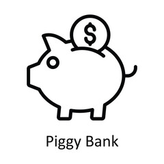 Piggy Bank Vector   outline Icon Design illustration. Digital Marketing  Symbol on White background EPS 10 File