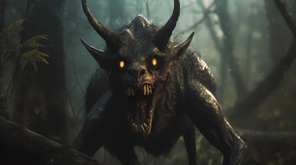 Chupacabra, legendary creature of the Americas. Generative AI.
