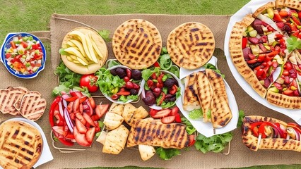 top view  of Summer Party food 
