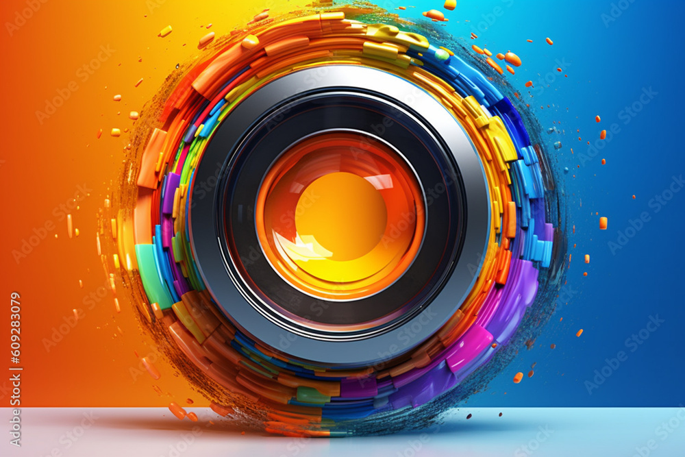 Aufkleber a conceptual illustration of a camera lens transforming into a portal, symbolizing the power of phot