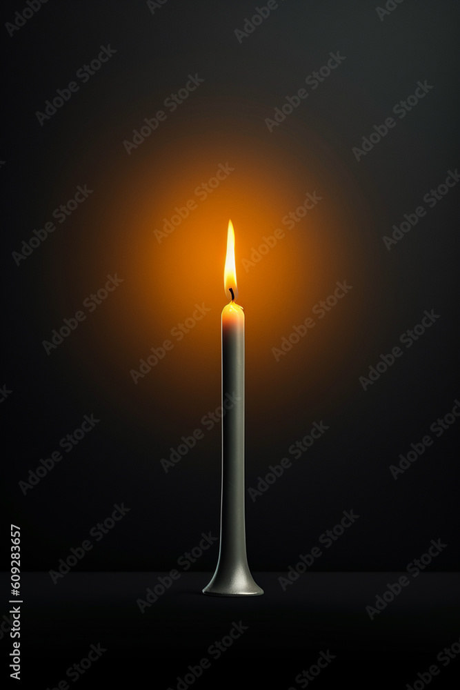 Leinwandbilder a minimalist composition of a single candle flame against a dark background, representing the flicke