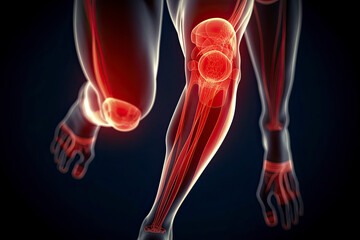 3d rendered illustration of a joggers painful knee.AI Generative
