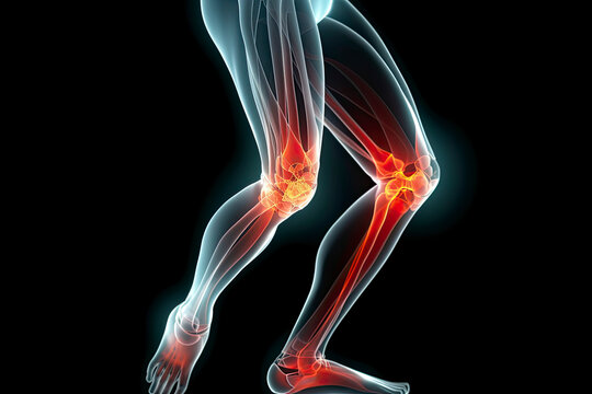 3d rendered illustration of a joggers painful knee.AI Generative