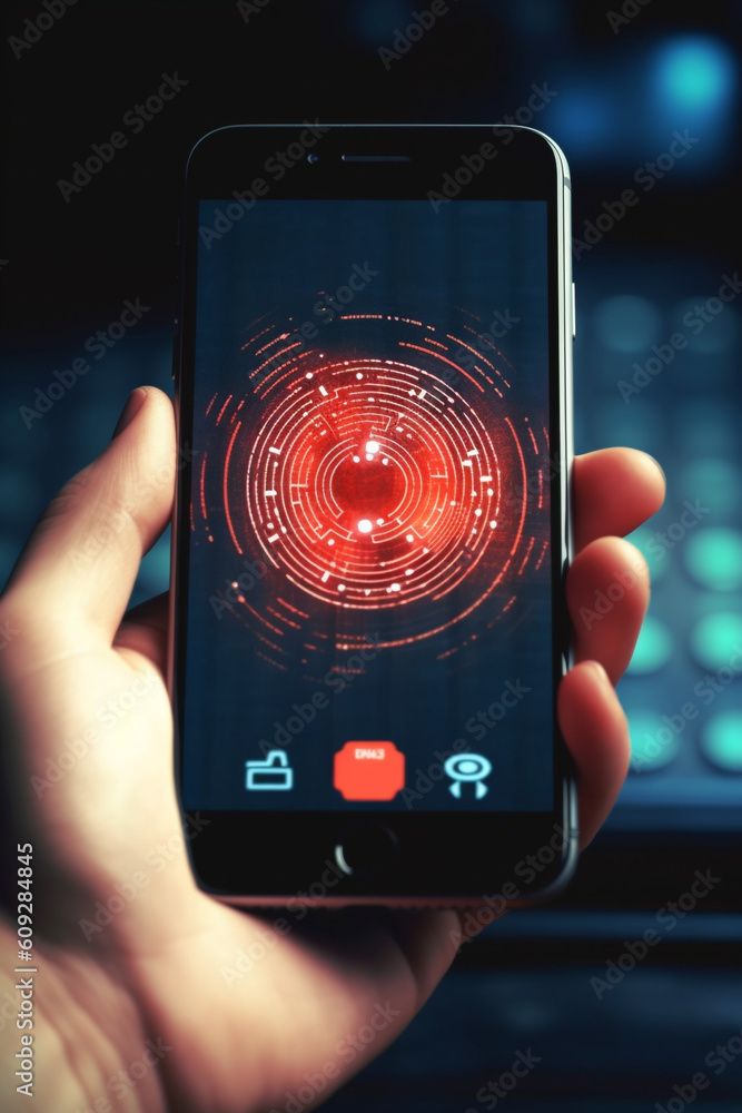Poster mobile phone in hand significance of two - factor authentication by depicting a user unlocking a sec