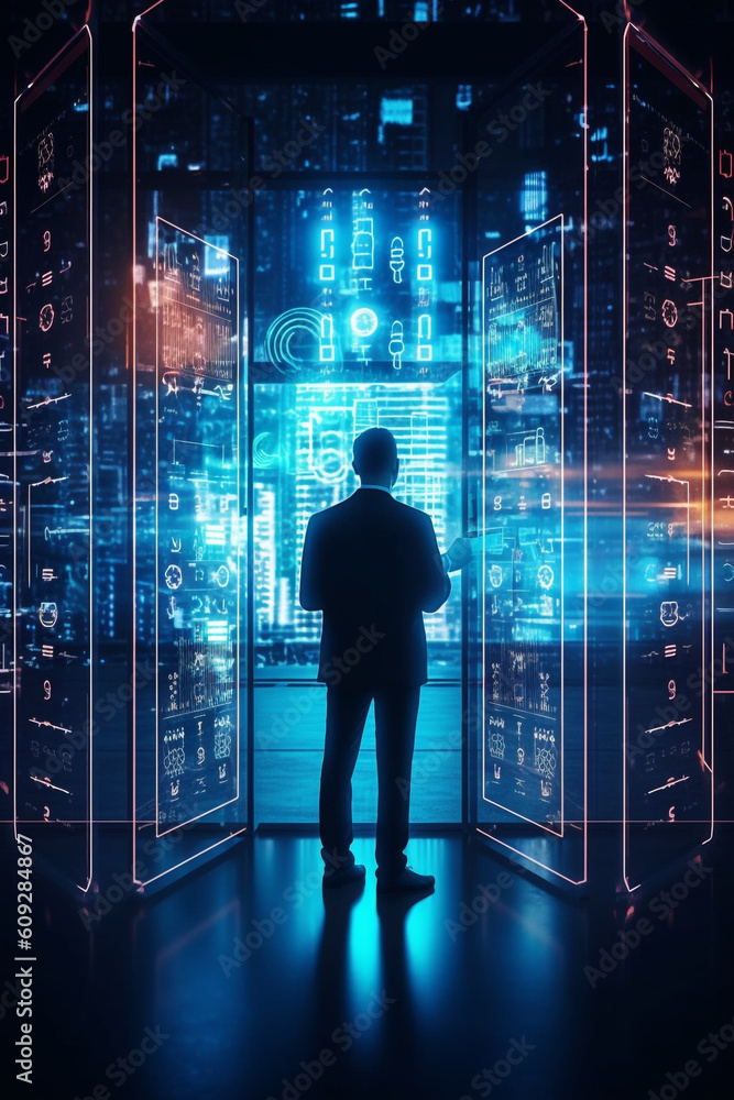 Poster significance of two - factor authentication by depicting a user unlocking a secure digital door with