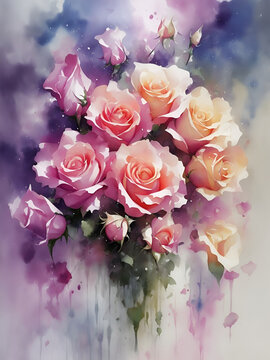Close-up Rose flowers. AI generated illustration