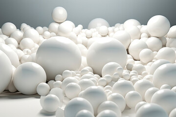Illustration for advertising. Abstraction from spheres. Flying spheres on a white background. 3d rendering.AI Generative