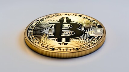 Gold coin of bitcoin on a white background. virtual currency. Generative AI.