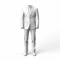 Suit fashion clothes isolated on white background. White mockup clothing. Generative AI