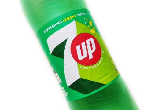 Guwahati, Assam, India - June 01, 2023 : 7Up 500 ml bottle in isolated background. 