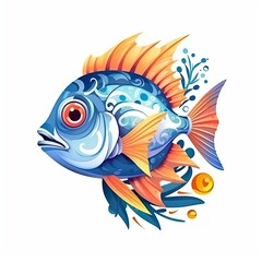 Sea bream fish cute character illustration. Generative AI