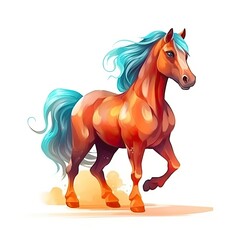 Obraz premium Stallion horse cute character illustration. Generative AI