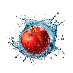 Apple fresh fruit in water splash isolated on white background. Generative AI